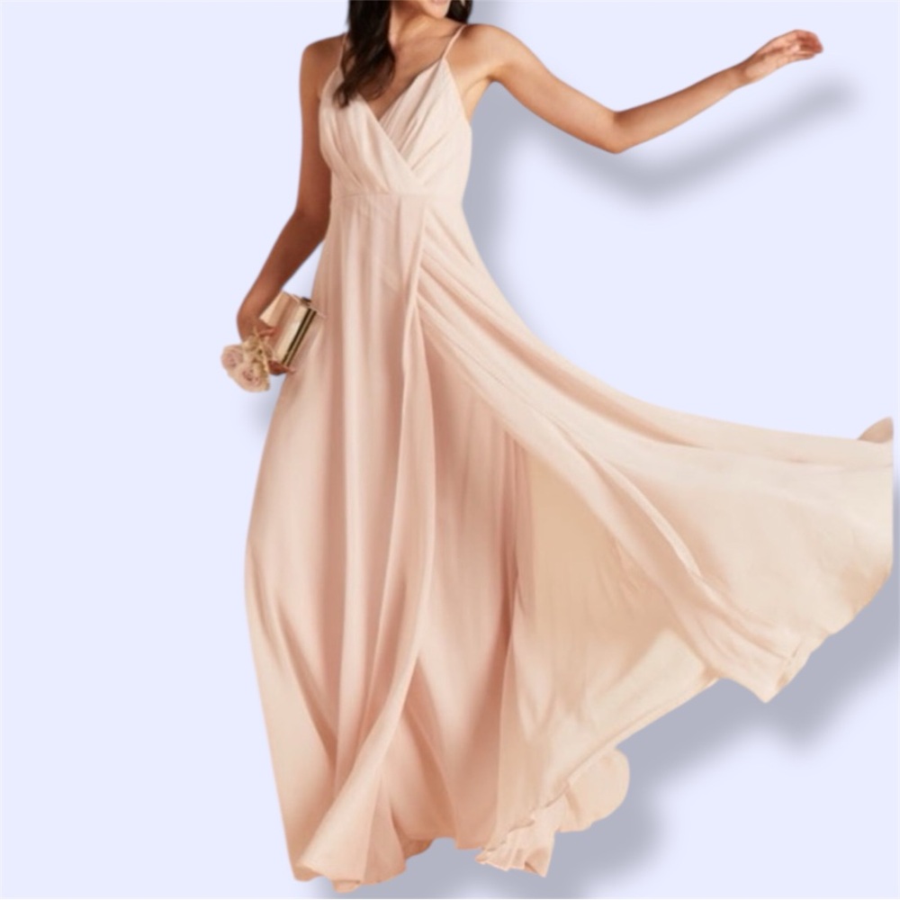Birdy Grey Blush Pink Flowing Chiffon Maxi Dress